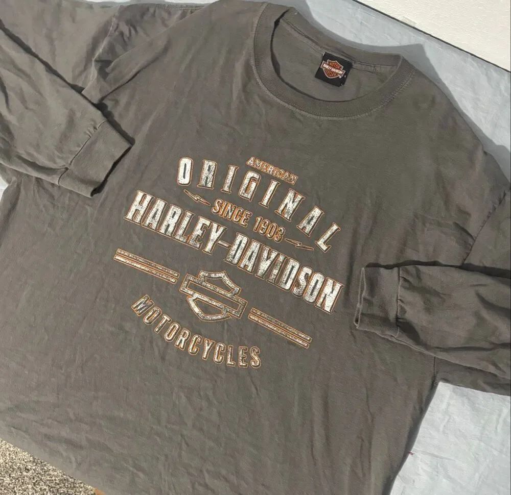 Mens 2xl Harley Davidson Long Sleeve T-shirt From Mason City Iowa Gray